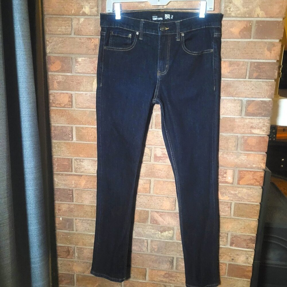 RSQ Seattle Skinny Taper Dark Wash Blue Jeans w/Contrast Stitching - Size 30x30